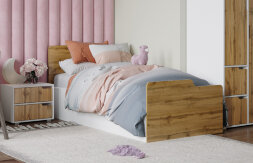 Кровать с подъемным механизмом Харви, белый/вотан