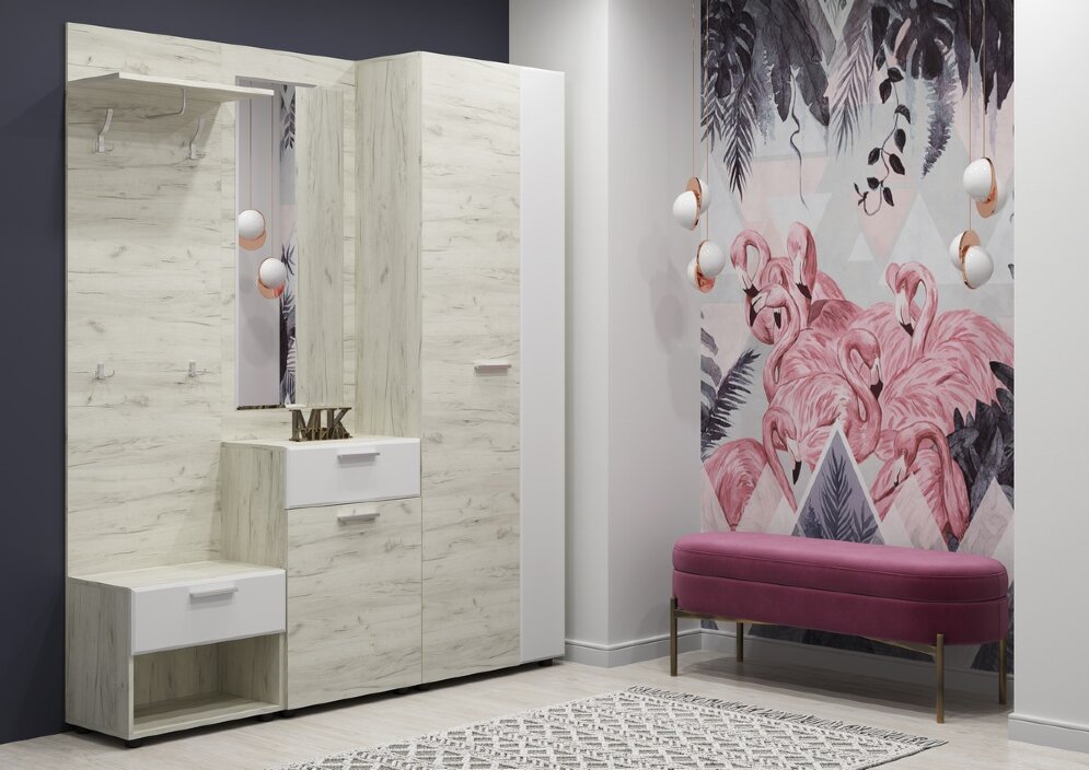 Модульная прихожая Сафари, крафт белый 