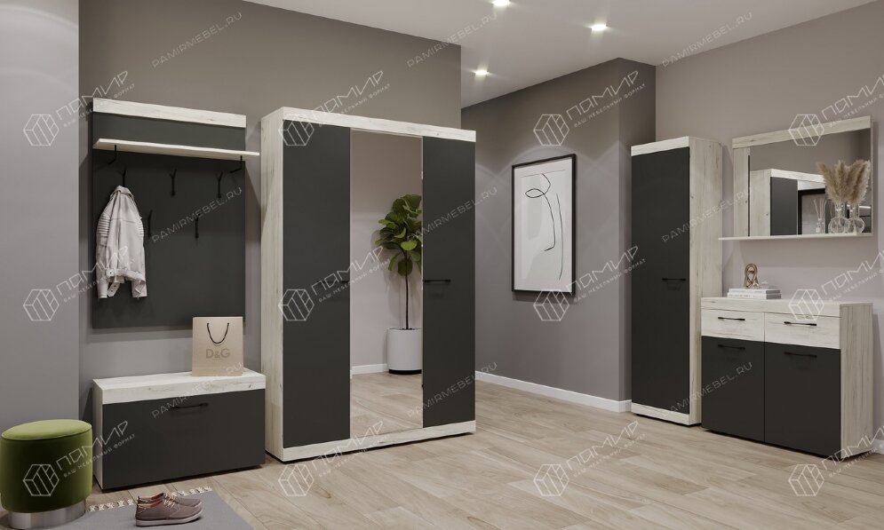 Шкаф Соната ШС-500, Крафт белый - Антрацит 