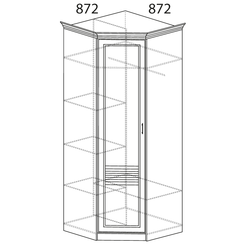 Шкаф угловой Орлеан, Ясень белый 