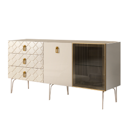 Комод (для гостиной) 1.6 БМКМ-4(Fa) [5][10] (1 дверь стекло-1 дверь лак) Bogemia Farfalle