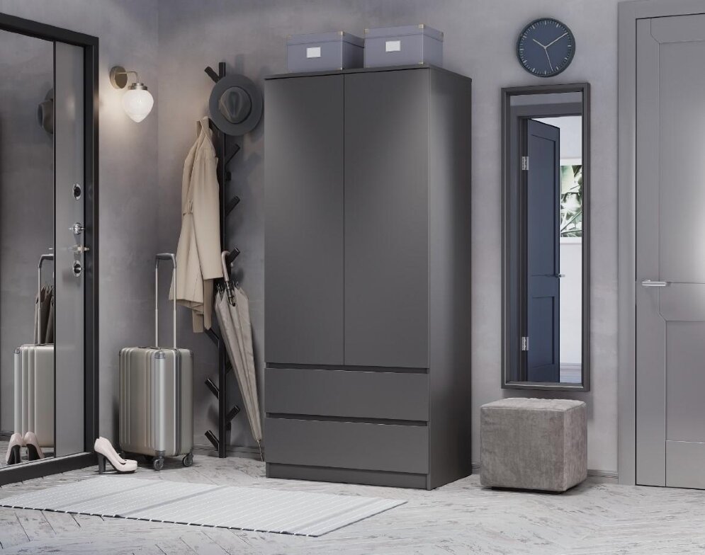 Шкаф 2-х створчатый Симпл, Графит 