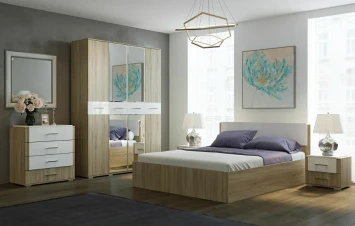 Шкаф 4-х створчатый Бьянка, Сонома / Белый глянец