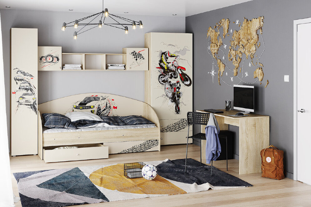 Модульная детская Форсаж, сонома 3 