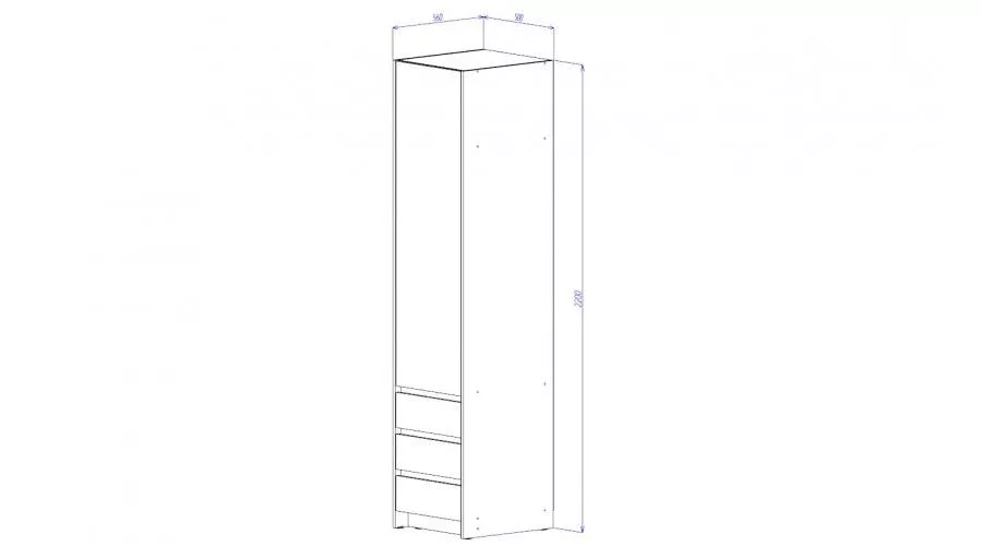 Пенал 3 ящика Бостон, дуб Вотан 