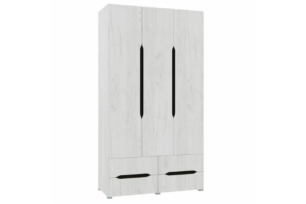 Шкаф трехдверный с ящиками, Вега, Крафт белый 