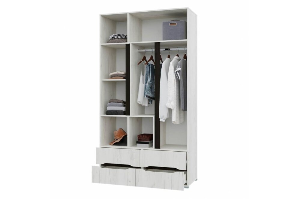 Шкаф трехдверный с ящиками, Вега, Крафт белый 