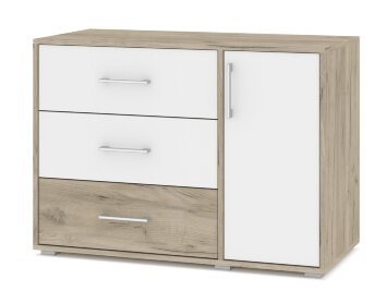 Комод Оливия, Серый дуб/Белый
