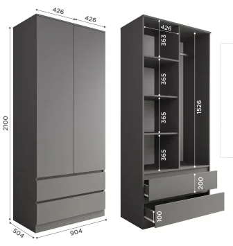 Шкаф Мори МШ 900.2 графит 