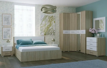 Модульная спальня Бьянка, Сонома/Белый глянец (Композиция 1)