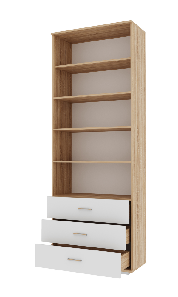 Шкаф 2-х дверный, 3 ящика Италия, Сонома/белый глянец 