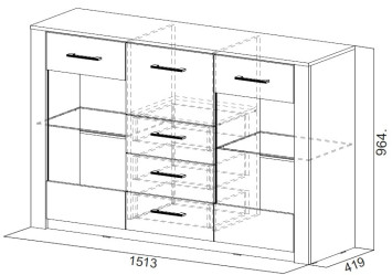 Комод-витрина Гамма 20 (серия 4)