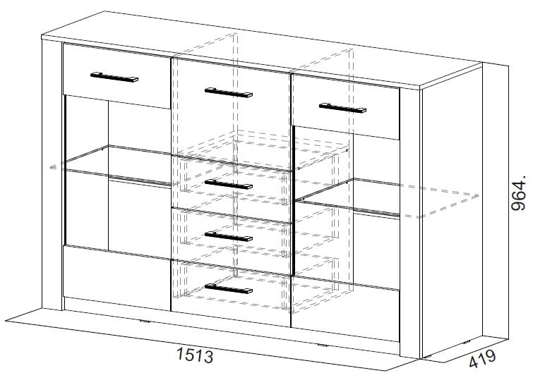 Комод-витрина Гамма 20 (серия 4) 