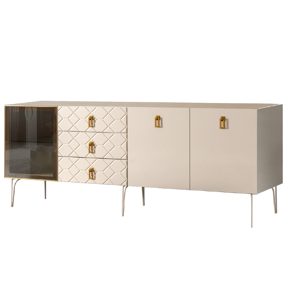 Комод (для гостиной) 2.1 БМКМ-5(Fa) [4] (1 дверь стекло-2 двери лак) Bogemia Farfalle 