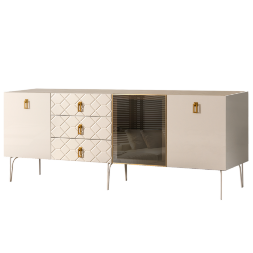 Комод (для гостиной) 2.1 БМКМ-5(Fa) [4] (1 дверь стекло-2 двери лак) Bogemia Farfalle