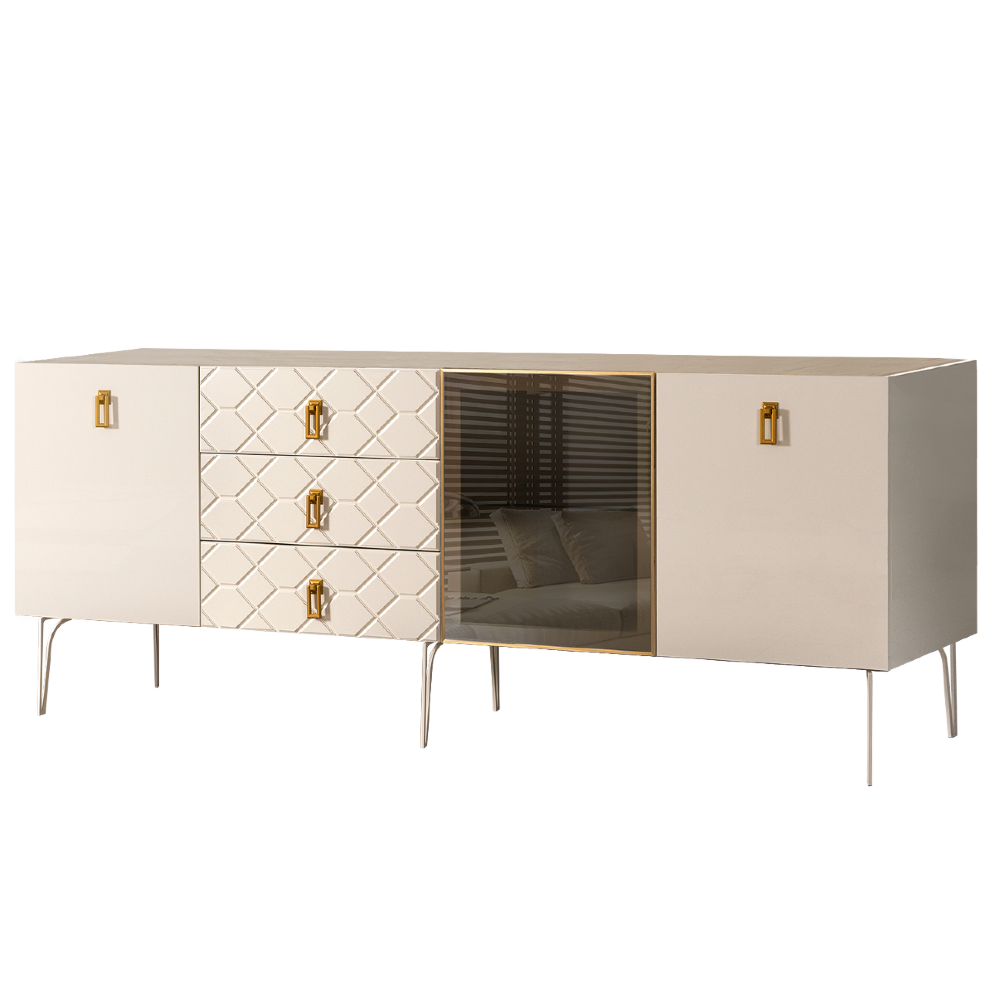 Комод (для гостиной) 2.1 БМКМ-5(Fa) [4] (1 дверь стекло-2 двери лак) Bogemia Farfalle 