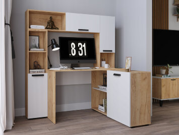 Стеллаж Квартет-13, Дуб крафт золотой/Белый