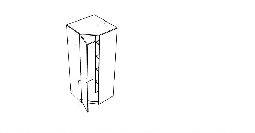 Шкаф угловой, ясень / белое дерево 