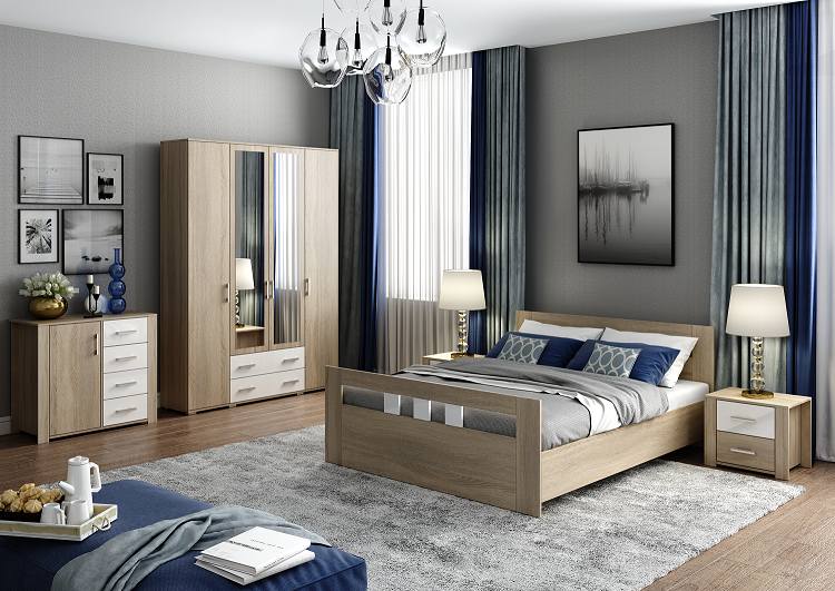 Тумба прикроватная Сопрано, Сонома/Белый (2 шт) 