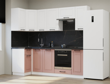 Кухонный гарнитур Аликанте, 1000х2450 мм (арт. 3), шарли белый/шарли pink