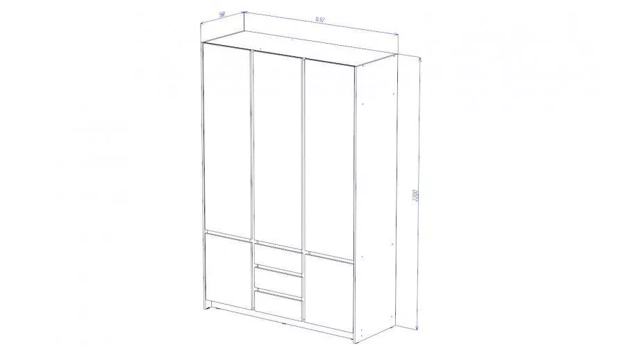 Шкаф 3-х створчатый Бостон, дуб Вотан 