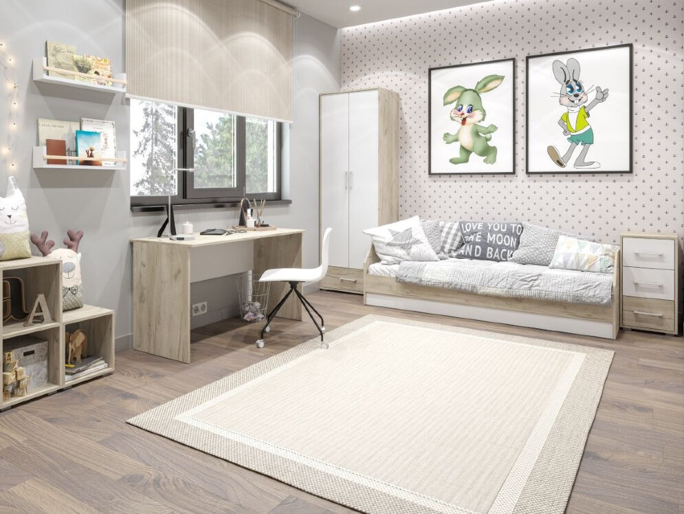 Кровать 800 Оливия, Серый дуб/Белый 