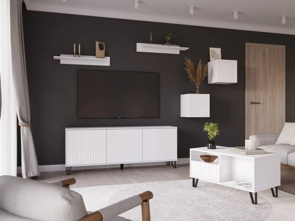 Шкаф навесной Ливерпуль, белый/белый глянец 