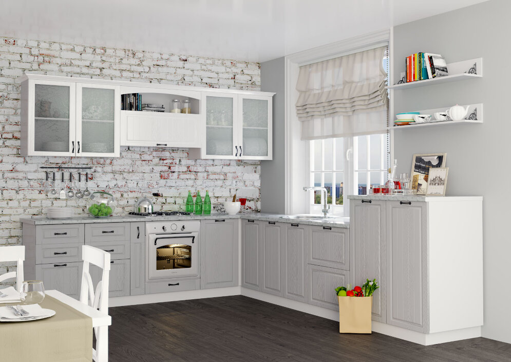 Кухня модульная Кантри (роял вуд серый) 
