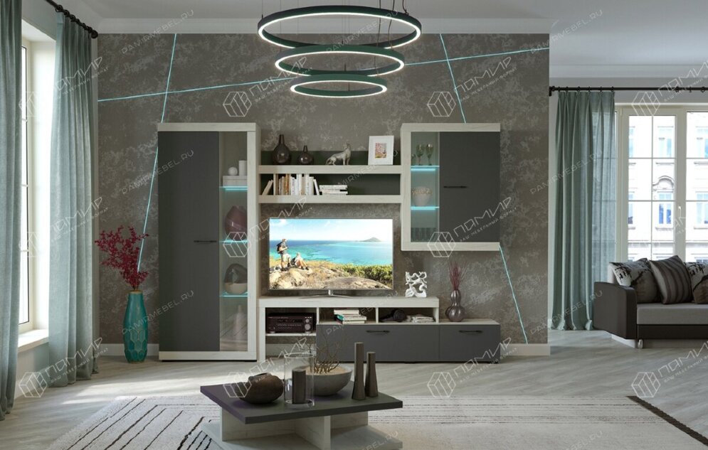 Витрина навесная ВНС-800 Соната, Крафт белый - Антрацит 