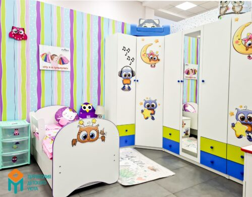 Шкаф однодверный с ящиками и фотопечатью Совята 1.3 