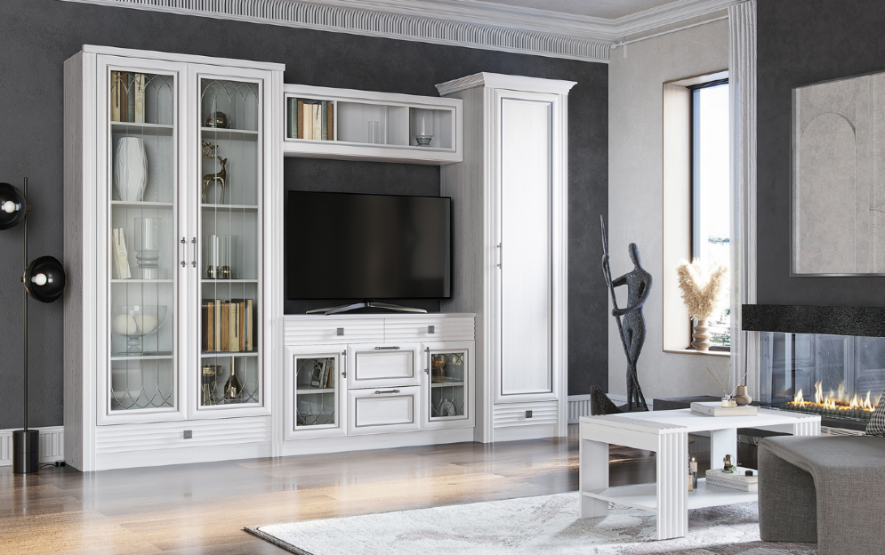 Шкаф навесной Орлеан, Ясень белый 