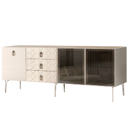 Комод (для гостиной) 2.1 БМКМ-5(Fa) [5][10] (2 двери стекло-1 дверь лак) Bogemia Farfalle