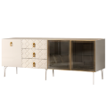 Комод (для гостиной) 2.1 БМКМ-5(Fa) [5][10] (2 двери стекло-1 дверь лак) Bogemia Farfalle 