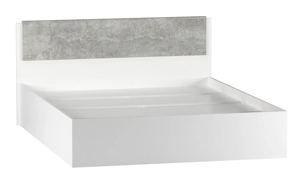 Кровать двуспальная Бьянка, Белый/Бетон светлый 