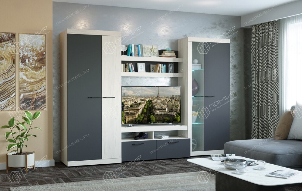 Тумба малая ТМС-1200 Соната, Крафт белый - Антрацит 