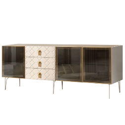 Комод (для гостиной) 2.1 БМКМ-5(Fa) [5] (3-двери стекло) Bogemia Farfalle