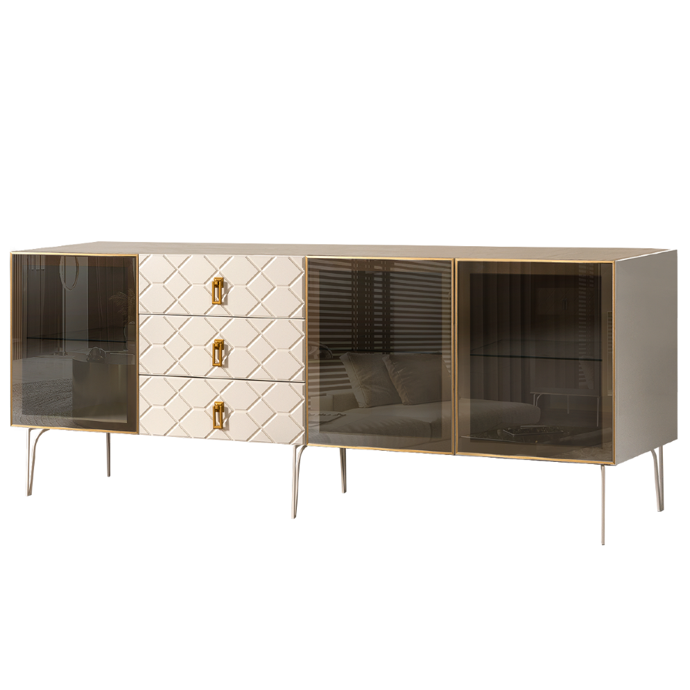 Комод (для гостиной) 2.1 БМКМ-5(Fa) [5] (3-двери стекло) Bogemia Farfalle 