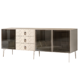 Комод (для гостиной) 2.1 БМКМ-5(Fa) [5] (3-двери стекло) Bogemia Farfalle