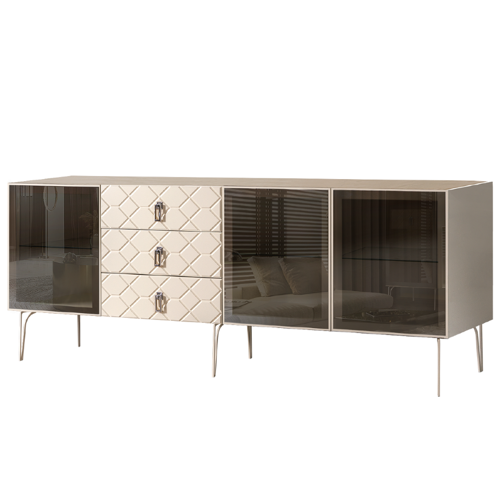 Комод (для гостиной) 2.1 БМКМ-5(Fa) [5] (3-двери стекло) Bogemia Farfalle 