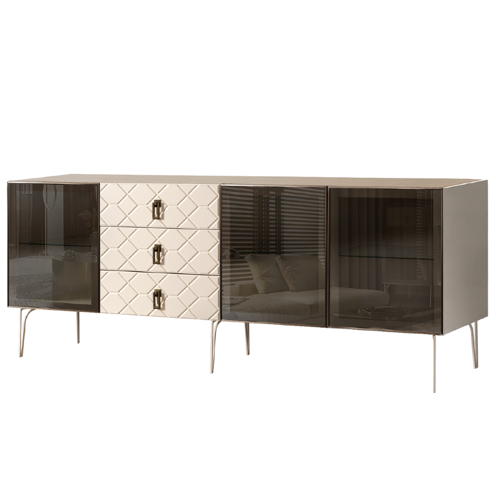 Комод (для гостиной) 2.1 БМКМ-5(Fa) [5] (3-двери стекло) Bogemia Farfalle 