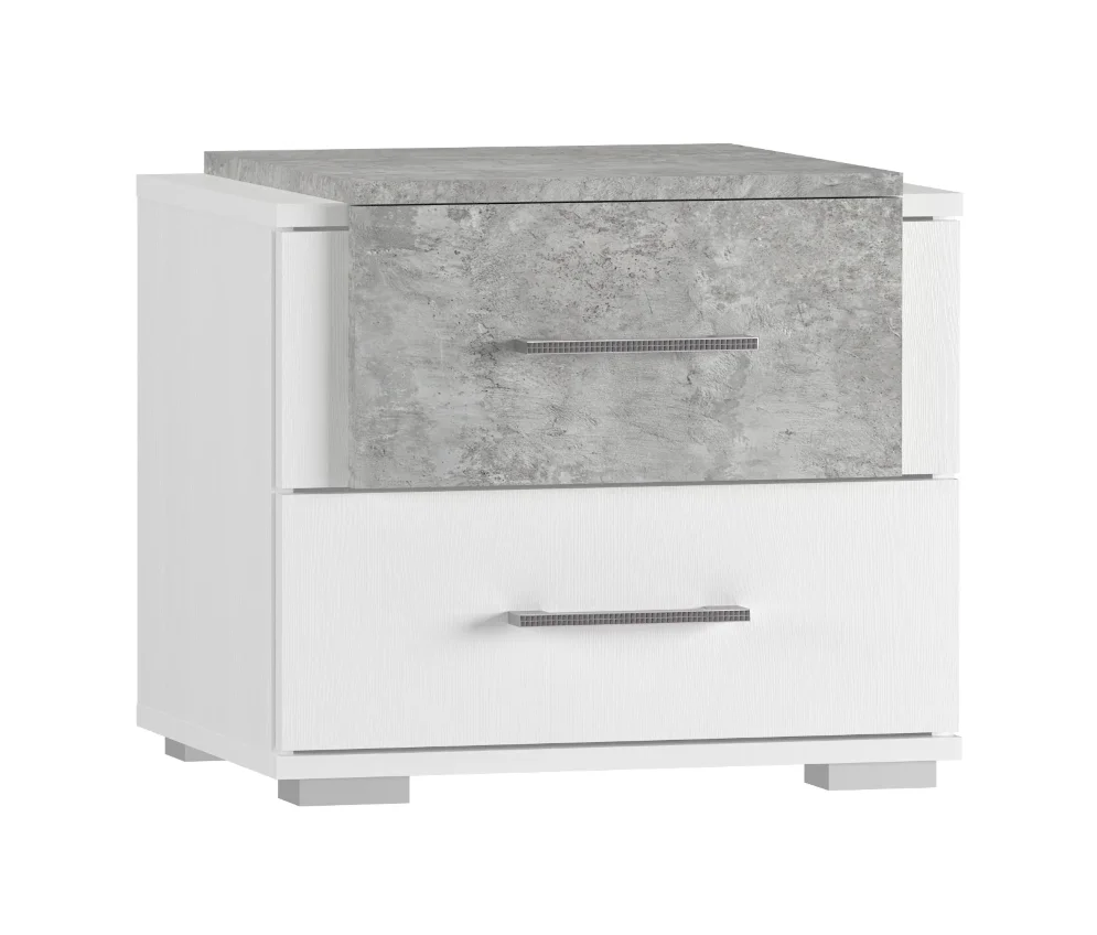 Тумбы прикроватные (2 штуки) Бьянка, Белый/Бетон светлый 