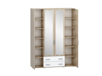 Шкаф четырехстворчатый Сопрано, Сонома/Белый